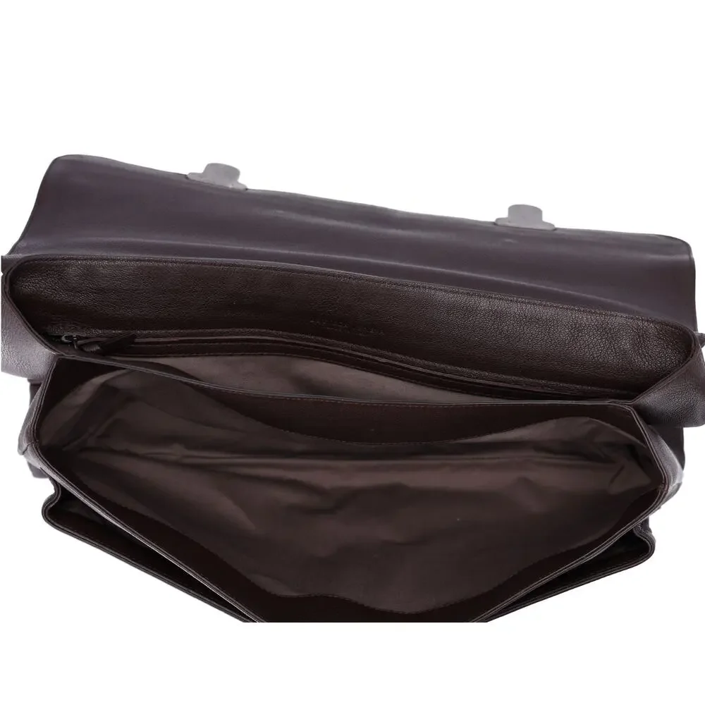 BOTTEGA VENETA Intrecciato Business Bag Dark Brown Leather